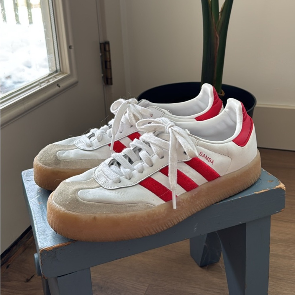 adidas Samba White Red Gum Sole Women's Sneakers